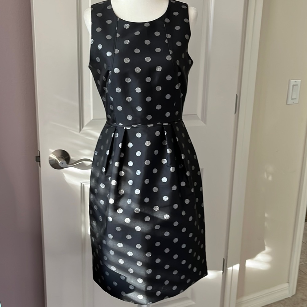 J Crew Black Silver Polka Dot Dress Size 2